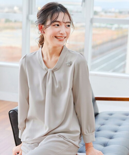 Tiaclasse ブラウス シャツ 「大きいサイズ」2wayボウタイ風ブラウス