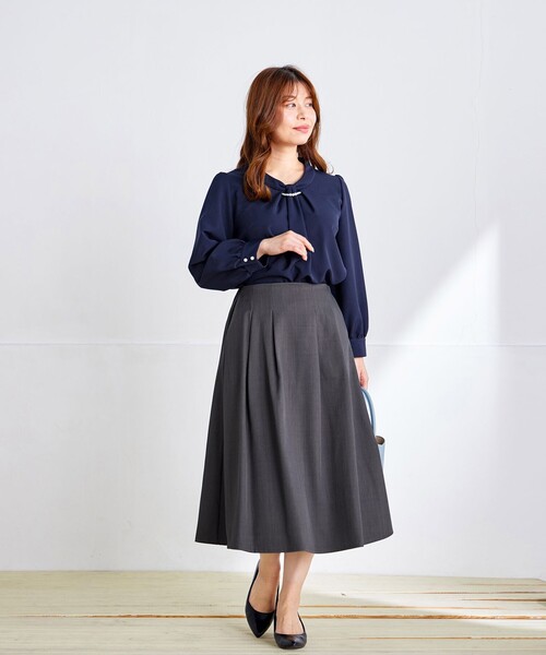 Tiaclasse ブラウス シャツ 「大きいサイズ」2wayボウタイ風ブラウス