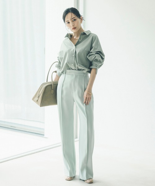 anuans（アニュアンス） パンツ ダブルサテンストレートパンツ