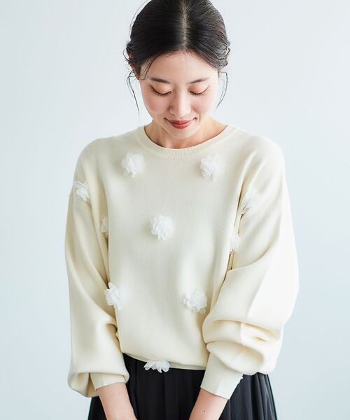 ニット セーター TORRAZZO DONNA別注フラワーモチーフニット レディース