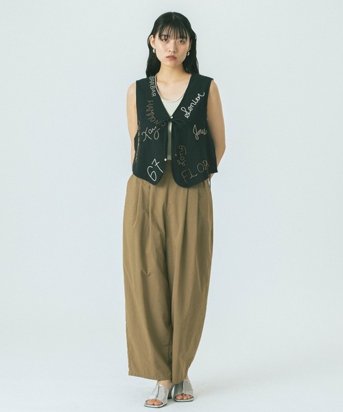 ベスト+ジレ Black Beads Embroidery Vest ROSE BUD（ローズバッド） ベスト ジレ BEADS EMBROIDERY VEST