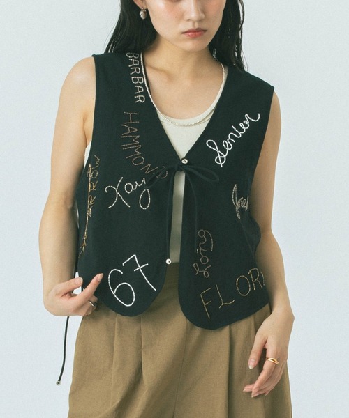 ベスト/ジレ cotton embroidery vest ROSE BUD（ローズバッド） ベスト ジレ BEADS EMBROIDERY VEST