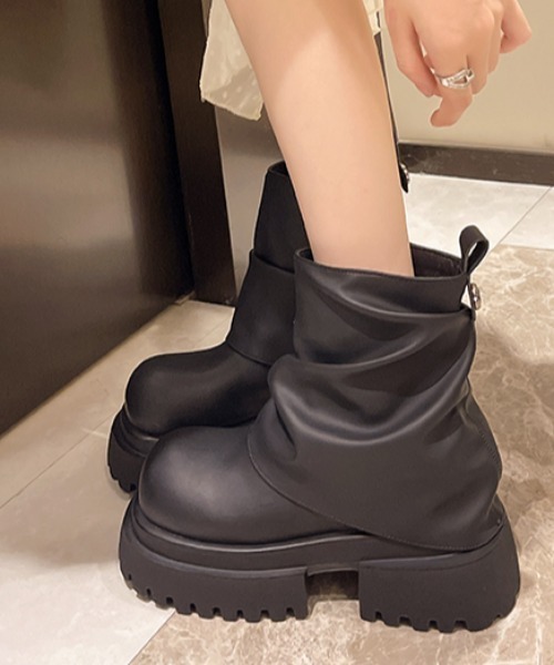 lilful ブーツ 厚底ショートエンジニアブーツ レディース : ZOZOTOWN