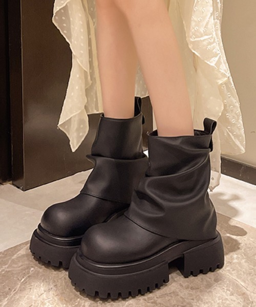 lilful ブーツ 厚底ショートエンジニアブーツ レディース : ZOZOTOWN