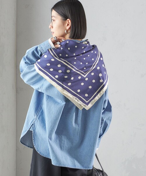 manipuri ネイビー バンダナ柄スカーフ manipuri（マニプリ） スカーフ バンダナ 「SHIPS別注」manipuri