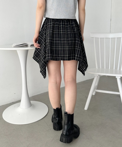CLEA スカート シャツ巻き風レイヤードチェックスカート : ZOZOTOWN