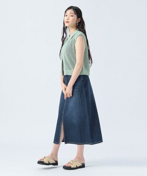 BEAMS HEART ベスト ジレ ラメニット メッシュ ポロベスト