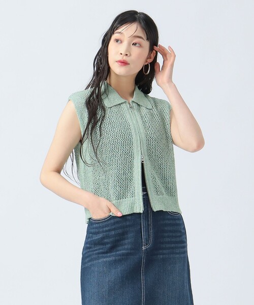 BEAMS HEART ベスト ジレ ラメニット メッシュ ポロベスト