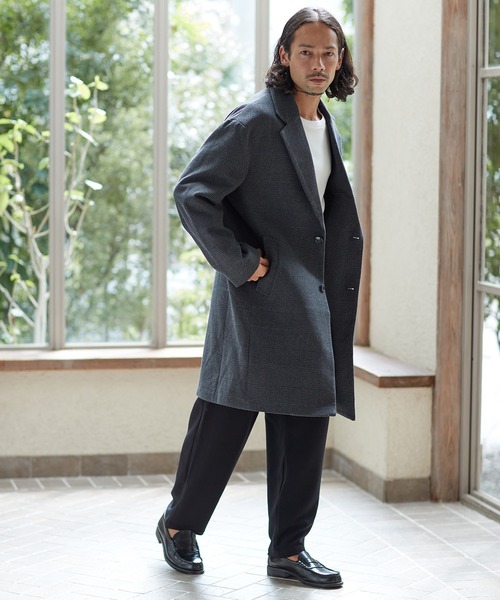 「CAMBIO」 チェスターコート L チャコール メンズ_画像4