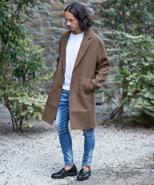 「CAMBIO」 チェスターコート L チャコール メンズ_画像9