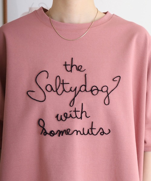 tシャツ EGLANTINE 歯ブラシ加工刺繍Tシャツ ぽわん袖カットソー レディース EGLANTINE tシャツ 歯ブラシ加工刺繍Tシャツ ぽわん袖カットソー