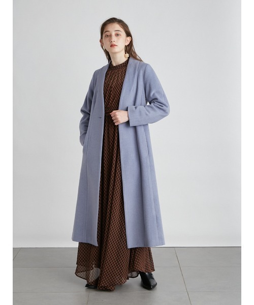 新品未使用LILY BROWNロングコート ラベンダー パープルノーカラーコート 新品未使用LILY BROWNロングコート ラベンダー パープルノーカラーコート