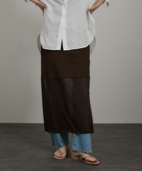 サロン アダム エ ロペ（SALON adam et rope’ ）/ブライトリブタイトスカート［セットアップ対応］ SALON adam et rope'（サロン アダム エ ロペ） スカート ブライトリブ