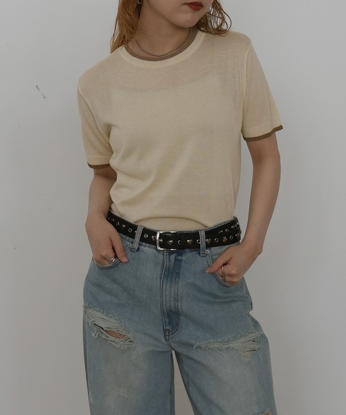 トップス ML Mili affinity tシャツ バイカラーニットトップス レディース