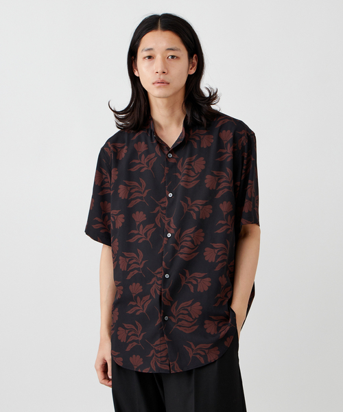 B.C STOCK シャツ マルチパターン総柄 ジョーゼット バンド