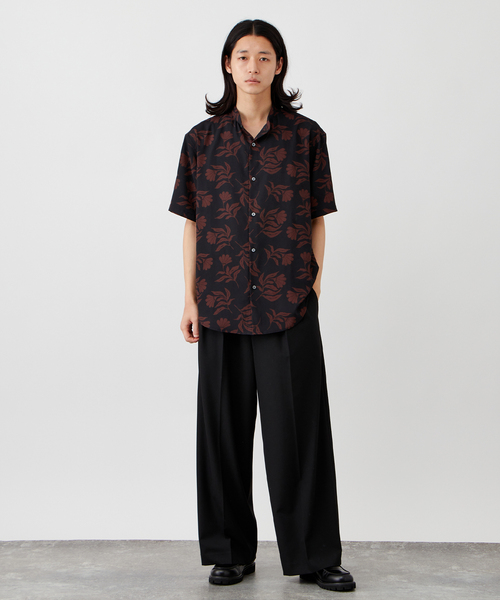 B.C STOCK シャツ マルチパターン総柄 ジョーゼット バンド
