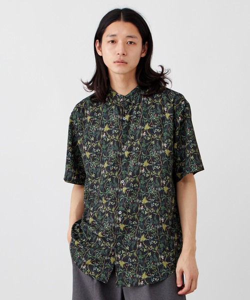 B.C STOCK シャツ マルチパターン総柄 ジョーゼット バンド
