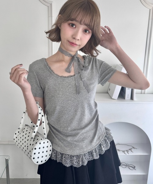 Hysterics 5段フリル付き 長袖トップス グレー　中古品 Hysterics 5段フリル付き 長袖トップス グレー 中古品