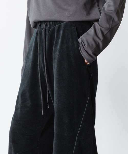 ATTACHMENT パンツ CO/PE ベロア ジャージー 3Dトラックワイドパンツ