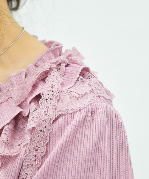 axes femme（アクシーズ ファム） tシャツ フリル×レースリボンプル