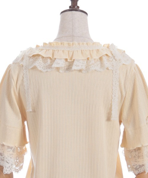 axes femme レースリボン刺繍 カットソー axes femme（アクシーズ ファム） tシャツ フリル×レースリボンプル