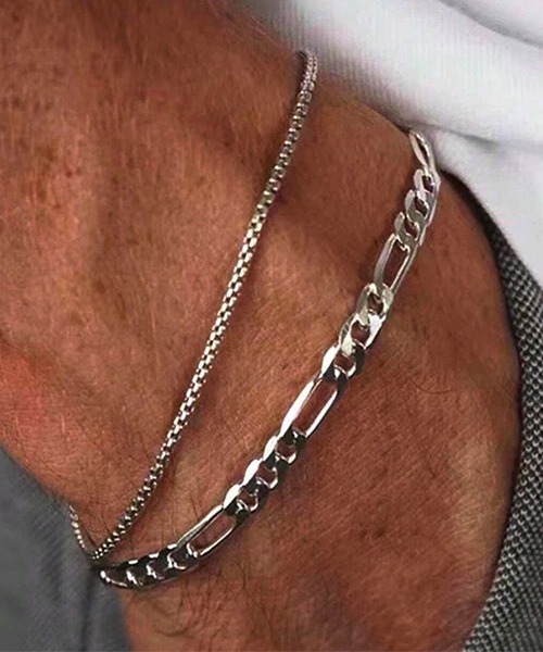 ブレスレット シルバーチェーンブレスレット2本セット(LEY) レディース