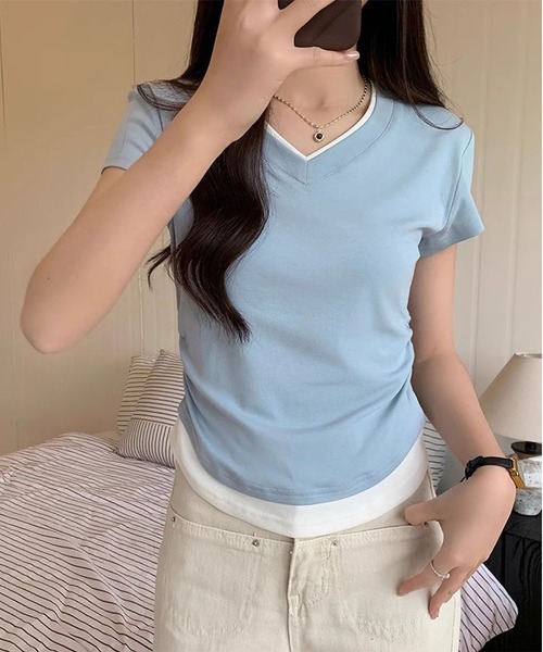 「MAISON DE THERESE」 半袖Tシャツ M ブルー レディース