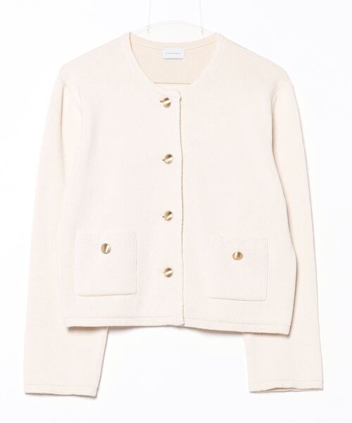 新品green label relaxing ノーカラーニットジャケット ミックス ツイード ノーカラー ニット ジャケット ―ウォッシャブル―