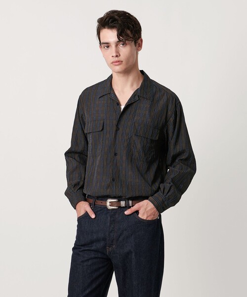 UNITED ARROWS シャツ 米沢 チェック オープンカラーシャツ