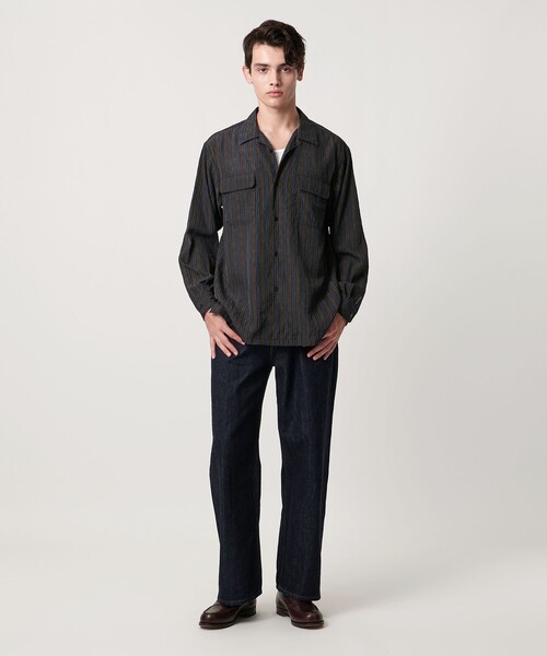 UNITED ARROWS シャツ 米沢 チェック オープンカラーシャツ