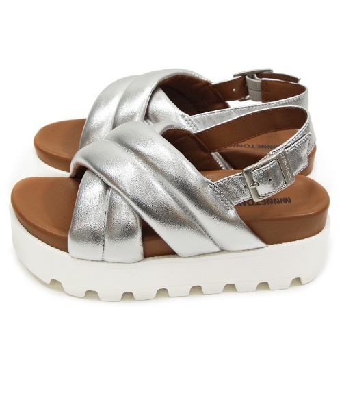 「Minnetonka」 フラットサンダル 5 シルバー レディース_画像4