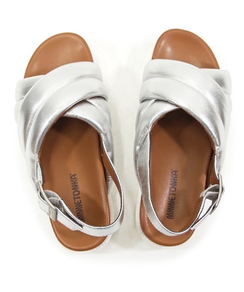 「Minnetonka」 フラットサンダル 5 シルバー レディース_画像5