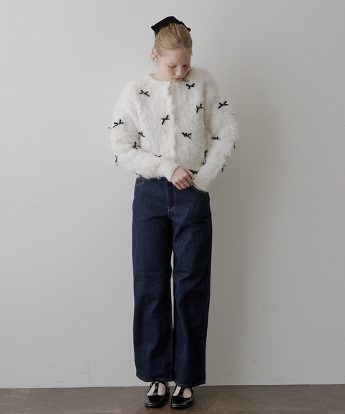 HEIREN ニット セーター 「HEIREN」モヘアタッチリボンニット