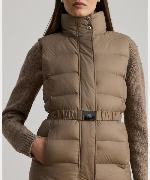 最終値下げ‼︎Ralph Lauren キルティングダウンベスト ベージュ LAUREN RALPH ダウンベスト ベスト ベルテッド チャンネル