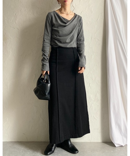 She's Closet tシャツ 2wayオープンネック長袖オフショルドレープ