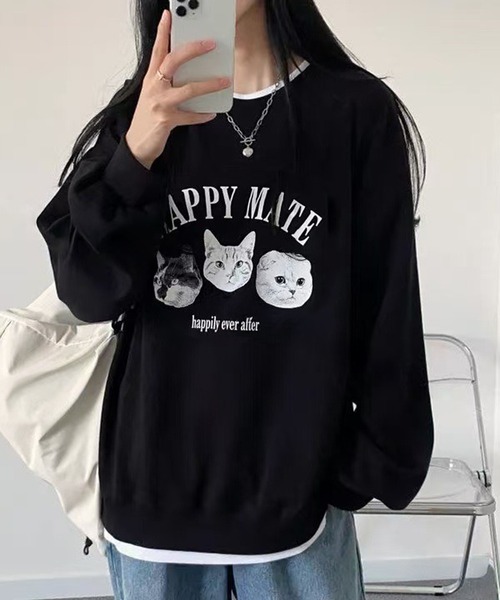 WESTSEA（ウエストシー） トレーナー スウェット 猫3匹 裏起毛