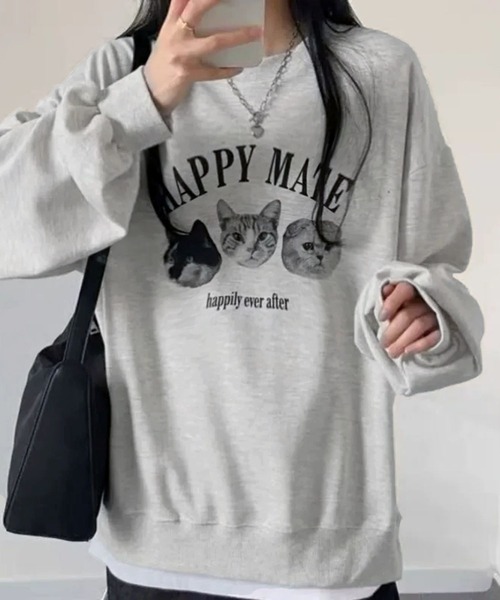 WESTSEA（ウエストシー） トレーナー スウェット 猫3匹 裏起毛