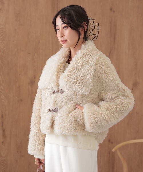 SUWDEE コート アウター big collar boa short coat レディース 