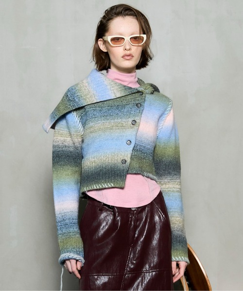 MAISON SPECIAL（メゾンスペシャル） カーディガン Asymmetry kasuri