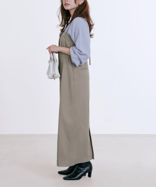 新品 アルページュストーリー フロントボタン Iライン ワンピース ジャンスカ ワンピース フロントボタンIラインジャンパースカート 「低身長・小柄