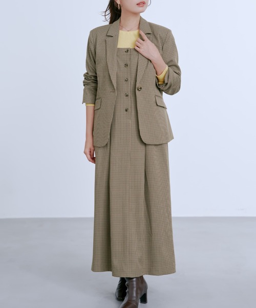 新品 アルページュストーリー フロントボタン Iライン ワンピース ジャンスカ ワンピース フロントボタンIラインジャンパースカート 「低身長・小柄