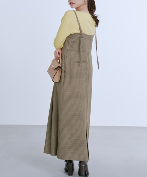 ワンピース フロントボタンIラインジャンパースカート 「低身長・小柄