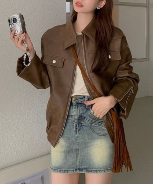 gossip!ロサンゼルス レザージャケット ライダース ジップアップ PU