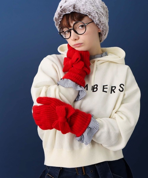 Three Four Time（スリーフォータイム） 手袋 ロングニットリボン