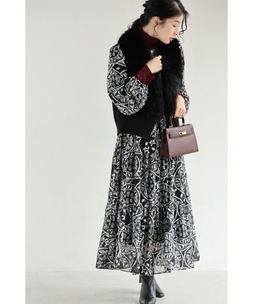 cawaii ワンピース （黒）カレイドスコープのシフォンミディアム