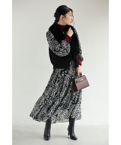 cawaii ワンピース （黒）カレイドスコープのシフォンミディアム