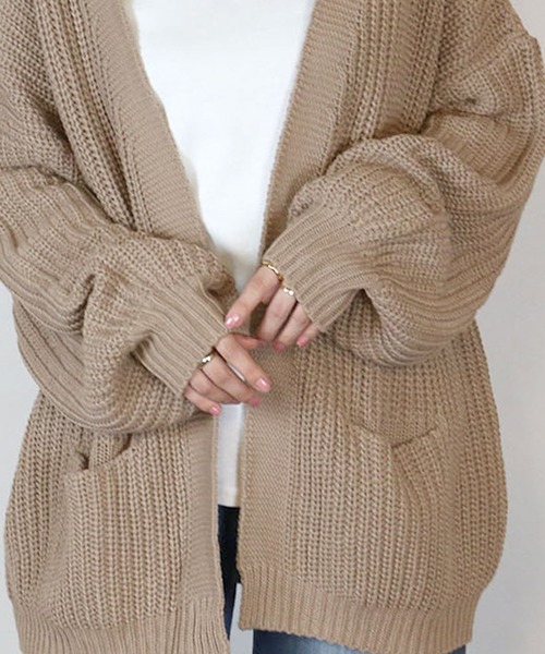 「atONE」 「LARU」ニットカーディガン - モカ レディース_画像4