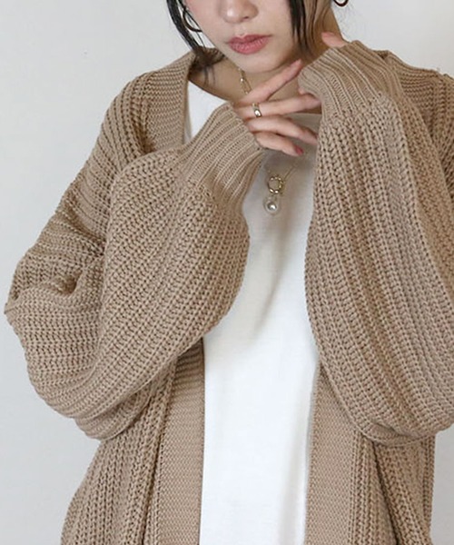 「atONE」 「LARU」ニットカーディガン - モカ レディース_画像5