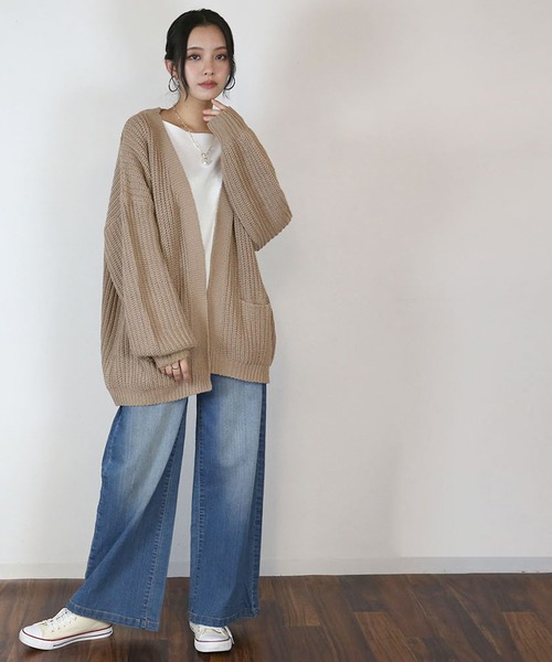 「atONE」 「LARU」ニットカーディガン - モカ レディース_画像6