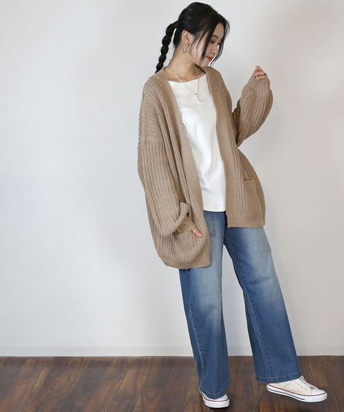 「atONE」 「LARU」ニットカーディガン - モカ レディース_画像7